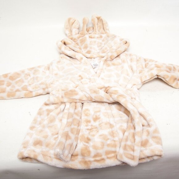 HB Baby Robe 0-9 Months Soft Polyester Giraffe Print Hooded Bathrobe beige white - Picture 5 of 5